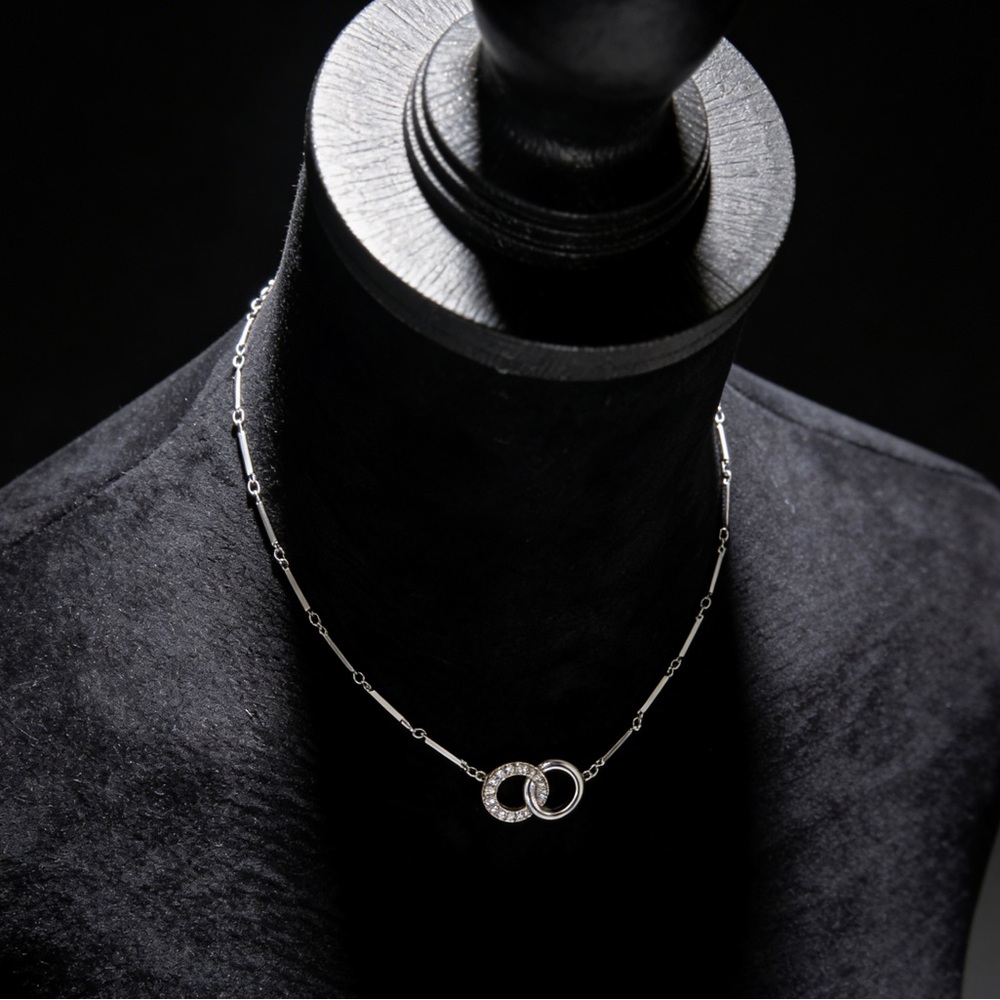 Silver Interlocking Circle Necklace - Picture 3 of 5